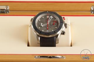 Watch sitting in presentation box - Omega Seamaster 300m Diver Co-Axial Chronograph 44mm: Hands-On Review [212.92.44.50.99.001 ETNZ]