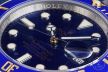 Ultra close up dial shot of Rolex Submariner Date: Hands-On Review [116613LB]