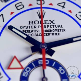 Centre of dial close up on the Rolex Yachtmaster II- Hands-On Review [116680]