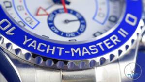 Bezel close up with text 'Yacht-Master II' - Rolex Yachtmaster II- Hands-On Review [116680]