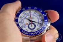 Watch held between thumb and fingers - Rolex Yachtmaster II- Hands-On Review [116680]