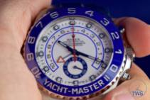 Watch held between fingers - Rolex Yachtmaster II- Hands-On Review [116680]