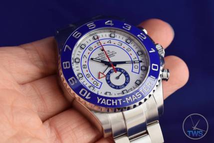 Watch resting on hand - Rolex Yachtmaster II- Hands-On Review [116680]